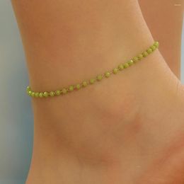 Anklets Kinitial Exquisite And Fashionable Laser Plated Anklet Green Gemstone As An Anniversary Gift For Her