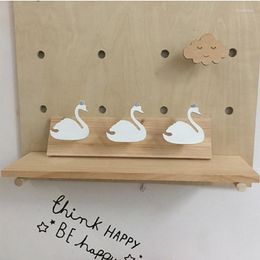 Hooks Kids Room Decorative Wooden White Swan Natural Wood For Baby Bory Girl Nursery Storage Decoration