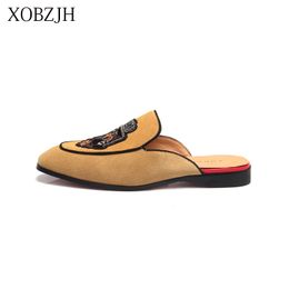 Dress Shoes XOBZJH Men Handmade Leisure Style Man Summer Party Yellow Flats Leather Loafers Size 230826