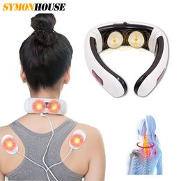 Massaging Neck Pillowws Electric Massager 6 Modes Power Control Far Infrared Heating Pain Relief Health Care Relaxation Tool Cervical 230826