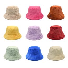 Wide Brim Hats Bucket Hats Brand Faux Fur Winter Panama Hats Women Outdoor Sunscreen Bucket Hat Female Fashion Solid Basin Cap Sun Caps 230826