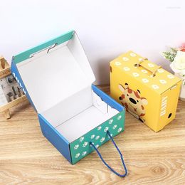 Gift Wrap 50Pcs/Lot Cartoon Animal Kraft Paper Box Black/Yellow Foldable Carton Packaging Suitable For Children Clothes Shoes