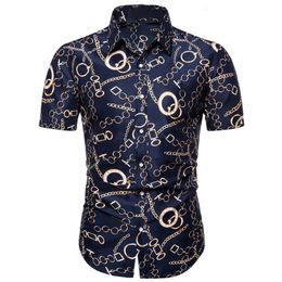 Men's Dress Shirts High Quality Fashion Print Luxury Designer Button Up Vintage Casual Short Sleeve Slim Tops Summer Camisas De Hombre 230826