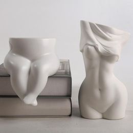 Vases Figure Ceramic Decorative Utensils Home Living Room Flower Arrangement Apparatus Human Body Buttocks Art Vase Ornaments