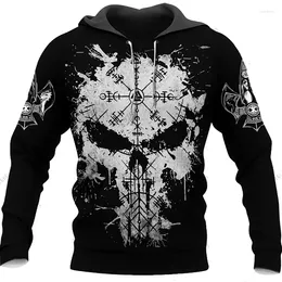 Men's Hoodies 3D Creative Viking Odin Tattoo Hooded Sweater Pattern Fall And Women's Pullover Fashion Casual Street Tops