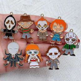Charms 10pcs Cartoon Charm Halloween Party Gifts Lovely Cartoon Ghost Earring Pendant DIY Keychain Bracelet Pendant Jewellery Accessories 230826