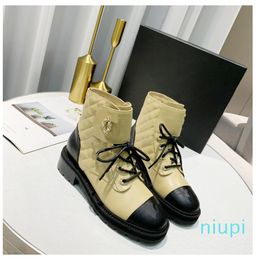 Womens Leather Ankle Booties Winter Channel Heel Martin Platform Letter CCity Woman sadasd