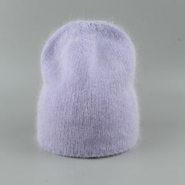 Beanie/Skull Caps Autumn Winter Hat For Women 70% Rabbit Fur Winter Cap Fashion Warm Knitted Beanie Hats Women Solid Adult Cover Head Caps 230826