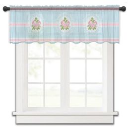 Curtain Roses Lace Stripes Tulle Kitchen Small Window Valance Sheer Short Bedroom Living Room Home Decor Voile Drapes