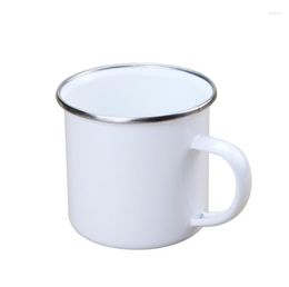Mugs 48pcs 12oz Sublimation Enamel Mug Heat Transfer Enamelled Tumblers With Handle 350ml Blank White Sublimated Coffee SN4028