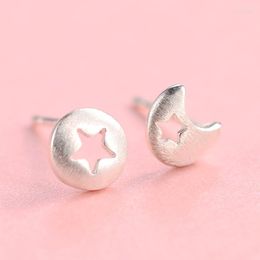 Stud Earrings REETI Star Moon Earring 925 Sterling Silver For Women Gift Sterling-silver-jewelry