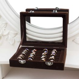 Large Capacity Jewellery Storage Box Velvet Earring Ring Necklace with Lock Display Holder 230814