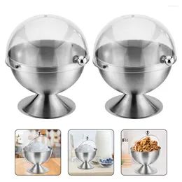 Storage Bottles 2 Pcs Coffee Decor Stainless Steel Sugar Bowl Desktop Spice Jar Holder Container Adornment Salt Pp Seasoning Can