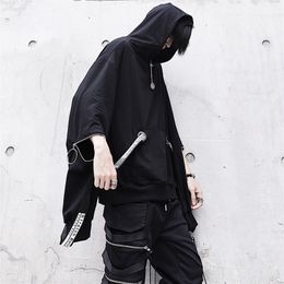 Men's Hoodies Sweatshirts Japanese Hip-Hop Hooded Sweater Men's Trend Long-Sleeved Y2K Top Autumn Loose Letter Ribbon Street Black Coat 230815