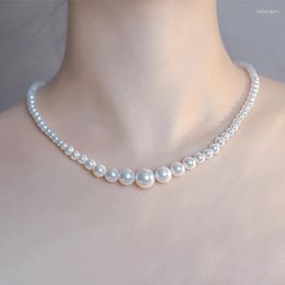 Chains 925 Silver Shell Pearl Necklace Female Light Luxury Gorgeous Niche Design Sense Stacked Choker Chain Collarbone