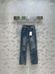 Women's Pants Ripped Jeans Made Old High-waisted Straight Easy To Create Long Legs Both Retro Style And Fashionable