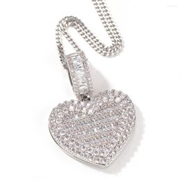 Chains TopBling Large Size Heart Shape Custom Po Locket Frame Pendant Tennis Memory Jewellery For Couple Valentine's Day Gift