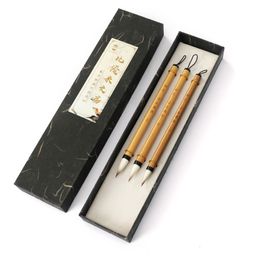 Painting Pens 3Pc Chinese Traditional Calligraphy Paint Brush Set Bamboo Wool Hair Brushes Watercolor Darwing Writing Students Aritst 230826