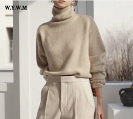 Women's Sweaters WYWM Cashmere Elegant Turtle Neck Women Sweater Soft Knitted Basic Pullovers O Neck Loose Warm Female Knitwear Jumper 230826