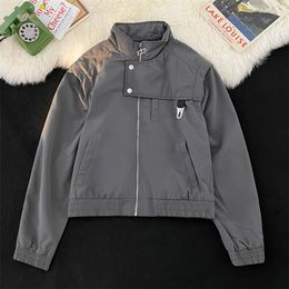 Men's Jackets Outdoor Disassembly Sleeves Jacket Solid Colour High Street Loose Baseball Uniform Stand Coller Zipper Pockets