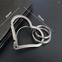 Keychains Titanium Alloy Heart-shaped Keychain Men's And Women's Belt Waist Padlock Simple Car Key Ring Bag Pendant Free Lettering