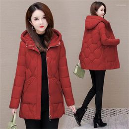 Women's Trench Coats High-End Fashion Cotton-Padded Jacket Women Hooded Winter Parkas Mid-Length Zipper Slim Thick Warm Coat Female Overcoat