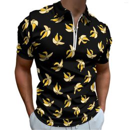 Men's Polos Falling Banana Casual T-Shirts Funny Fruit Polo Shirt Y2K Summer Short-Sleeve Pattern Clothing Big Size