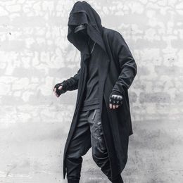 Men's Trench Coats Japanese dark style long hooded cardigan windbreaker men's asymmetric personality cross stitched Cape coat 230826