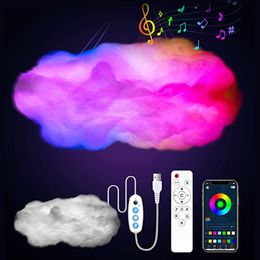 Decorative Objects Figurines 3D Cloud Lightning Light Led Lamp Multicolor Bedroom Clouds Lights Thunder Clouds Room DIY Music Sync Smart APP Control USB 230826