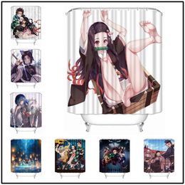 Shower Curtains Musife Custom High Quality Kimetsu No Yaiba Shower Curtain Waterproof Bathroom Polyester Fabric Bathroom Curtain 230826