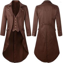 Men's Trench Coats Vintage Dress Up Halloween Tuxedo Gothic Jacket Steampunk Tailcoat Long Coat Mediaeval Costume Trim Fit For Men