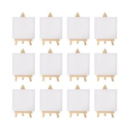 Painting Supplies 12pcs Artists 5 inch Mini Easel 3 x3 Canvas Set Kids Craft DIY Drawing Small Table for School 230826