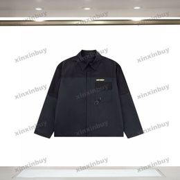 xinxinbuy Men designer Coat Jacket Tech Outdoor Letter Embroidery long sleeve women gray Black khaki green XS-XL