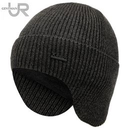 Beanie/Skull Caps Men Winter Hat Add Fleece Warm Earflap Cap Stylish Soft Beanie Hat For Male Outdoor Thicken Ski Sports Knitted Hat 230826