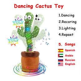 Decompression Toy Rechargeable Dancer Cactus Glowing Dancing Captus USB Record Swing Fish Repeat Talking Dance Spanish Parlanchin Baby 230826