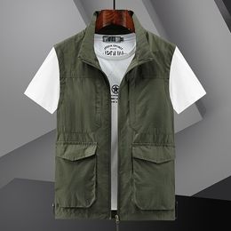 Men's Vests Mens Outdoor 2023 MultiPocket Hiking Camping Pography Vest Fish Waterproof Breathable Waistcoat Streetwear 6XL 230826