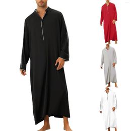 Ethnic Clothing Saudi Arabic Jubba Thobe One-Piece Long Sleeve Robe Islamic Abaya Simple Loose Muslim Men's Shirt Middle East Man