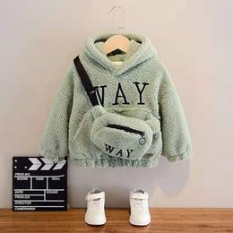 Hoodies Sweatshirts Toddler Kids Baby Girls Boys Cute Hoodies Sweater Winter Warm Top Long Sleeve Fur Pullover Thick Warm Clothes with Bag 230826