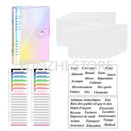 Notepads PVC Budget Binder Cash Envelope Organiser A6 Notebook Planner 2Pcs French Alphabet Stickers 8pcs Zipper Pocket Drop 230826