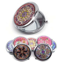 Compact Mirrors Portable Foldable Pocket Metal Makeup Compact Mirror Woman Cosmetic Mini Beauty Normal Magnifying Mirror Double Sides Mirrors 230826