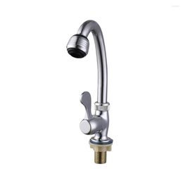 Kitchen Faucets Plastic Steel Faucet Swivel Spout Single Cold Water Lever Tap Silver Sink Mixer Taps