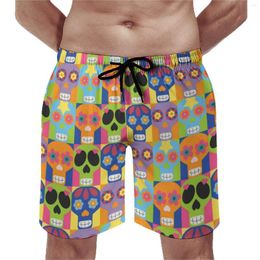 Men's Shorts Cute Sugar Skull Board Halloween Party Funny Short Pants Men Custom Running Surf Quick Drying Swimming Trunks Gift