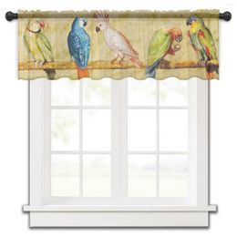Curtain Birds Parrot Retro Tulle Kitchen Small Window Valance Sheer Short Bedroom Living Room Home Decor Voile Drapes