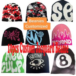 Beanie/Skull Caps Custom Jacquard Beanie Hat DIY Custom Knitted Hat Women's Winter Hat 230826