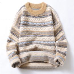 Men's Sweaters Winter Fleece Sweater Men Knitted Pullover Trendy Knitwear Warm Fashion Jumper Ropa De Hombre 230826