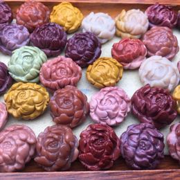 Loose Gemstones 1 Pc Fengbaowu Natural Stone Colorful Alashan Agate Peony Flower Jewelry Making For Pendant Earring Bracelet DIY Accessories