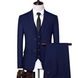 Men s Suits Blazers Formal Business Wedding 3 Pieces Suit Set Male 2023 Jacket Pants Vest Trousers Dress Waistcoat 230828