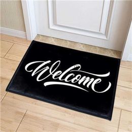 Fun Simple Black White Welcome Door Mat Bedroom Hallway Entrance Area Rug Anti-slip Carpet for Living Room Home Decoration HKD230828