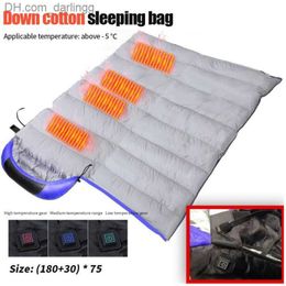 Good Storage Outdoor Tent Sleeping Bag Upgraded Heatable Usb Heating Down Cotton Sleeping Bag Lightweight Camping Lazy Bag Q230828