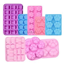 Dog Paw Bone Mould Pet Frozen Treats Silicone Mould Puppy Cat Print Treat Moldes De Silicona Baking Accessories Cupcake Topper HKD230828